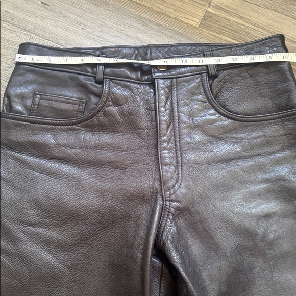 Bod & Christensen | Vintage 100% Leather Black Wide Leg Leather Pants Size S/M - Picture 6 of 12